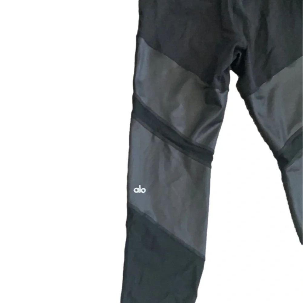 NWT ALO YOGA HIGH WAIST SHEILA Anthracite Gray MOTO MESH VINYASA FLOW LEGGINGS - Picture 7 of 12